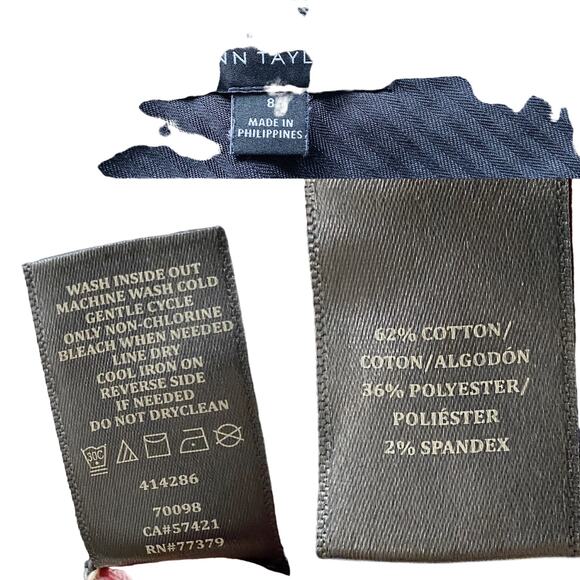 ANN TAYLOR Velvet Pants Straight Leg Black High Rise Pockets Cotton 8 EUC - Picture 7 of 11